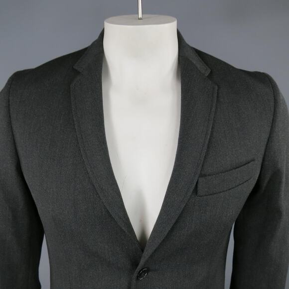 MAISON MARTIN MARGIELA Regular Charcoal Solid Wool Notch Lapel Sport Coat - Picture 2 of 9